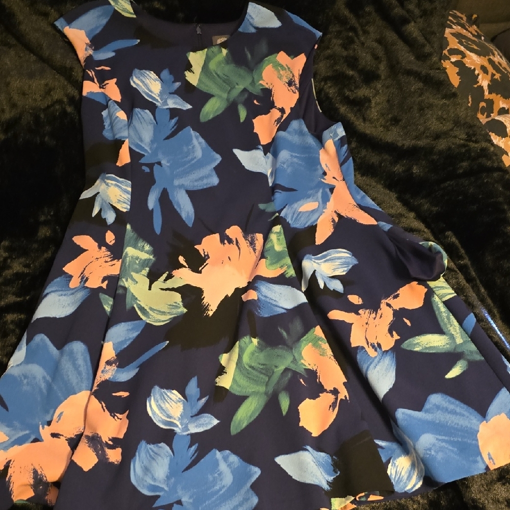 Vince Camuto Navy Dress with Blue and Orange Floral